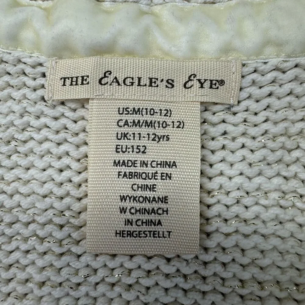 The Eagles Eye Sweater Youth Kids Girls Medium 10-12 Beige Cable Knit Sweater
